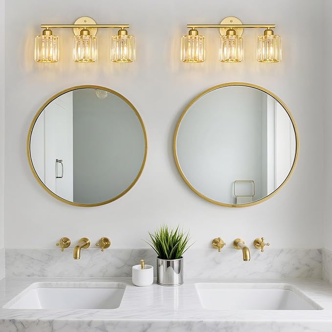 FDPBY Modern 3 Light Crystal Vanity Light, Compatible
