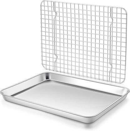 Homikit Baking Sheet with Wire Rack Set, Metal Bacon Cookie Trays Nonstick