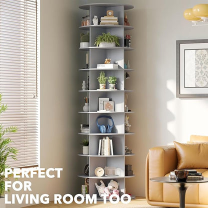 SpaceAid 9 Tier Rotating Shoe Rack Tower, Spinning Shoe Display Lazy Susan