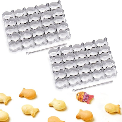 AIERSA 2Pcs Gold Fish Cracker Cutter, 25 Cavity Fish Cookie Cutter, Mini Gold