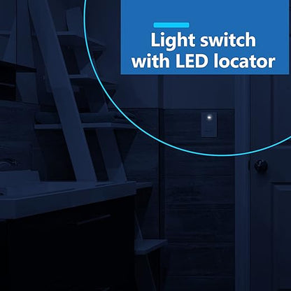 LIDER Minimalist Design Matte Finish Lighted Decorator Switch, Frameless Paddle