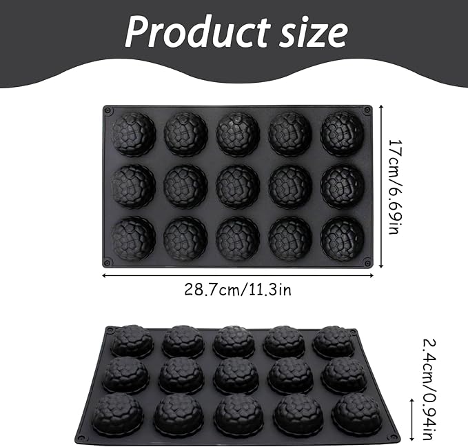 15-Cavity Silicone Baking Mold, Raspberry Shape, 11.3 x 6.69 in,