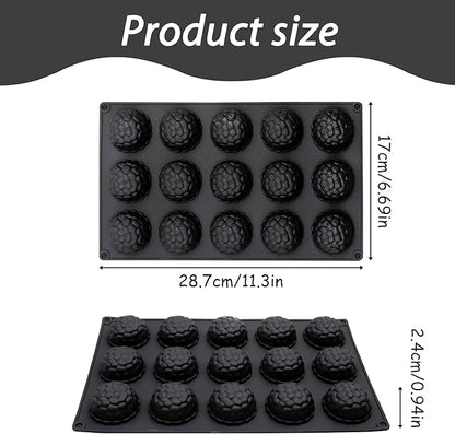 15-Cavity Silicone Baking Mold, Raspberry Shape, 11.3 x 6.69 in,
