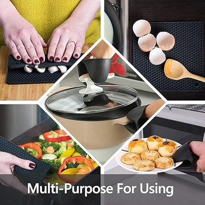 Silicone Oven Mitts and Pot Holders Sets, MTZRFLL Extra Long Heat Resistant