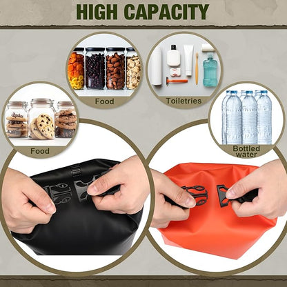 2 Sets Bear Food Bag for Camping Ultralight Food Bag Hanging System Includes 2 Pcs 10 L Waterproof Bear Bag Pulley System and 4 Pcs Nylon Ropes 4 Pcs Clips 2 Pcs Rock Pouch