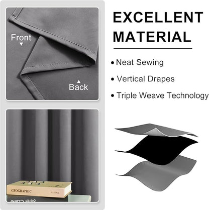 DWCN Blackout Curtains 63 Inch Length, Room Drakening Drapes