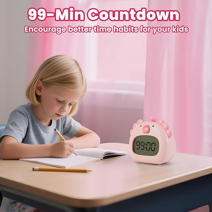 Axolotl Alarm Clock with Night Light for Kids – Cute Digital Sleep Trainer with LED Display, 3 Alarms, Countdown Timer, Adjustable Brightness – Rechargeable Bedside Clock for Boys and Girls