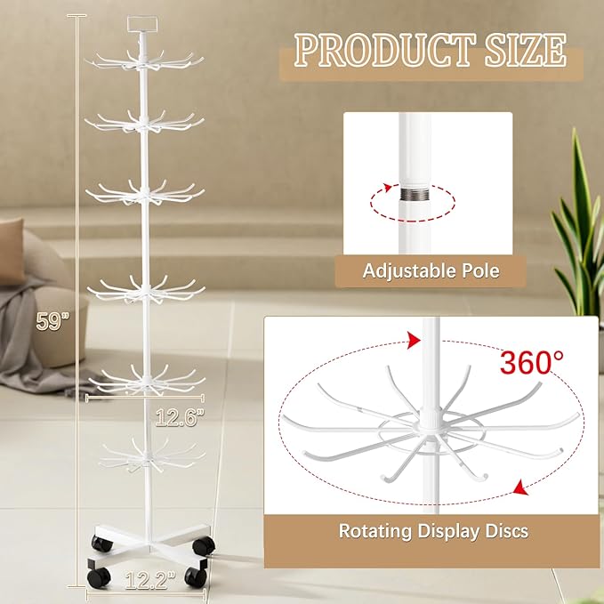 Exttlliy Retail Display Stand Store Display Rack 6 Tier Metal Spinning Display