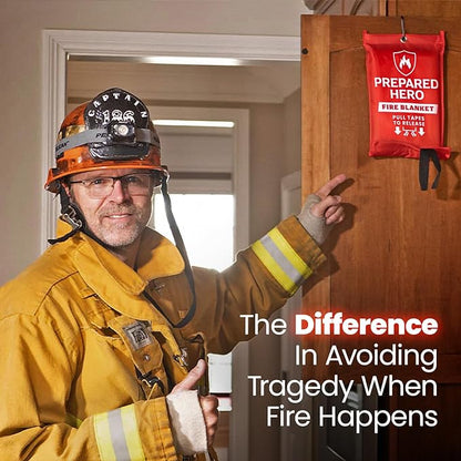 Prepared Hero Emergency Blanket - 1 Pack - Fiberglass Fire Suppression Blanket for Kitchen, Home 39” x 39”