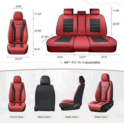 Coverado Car Seat Covers Full Set, Seat Covers for Cars, Front Seat Covers and Back Seat Cover Waterproof Leather Automotive Seat Cover, Universal Car Interior Protectors Cushion for Most Cars