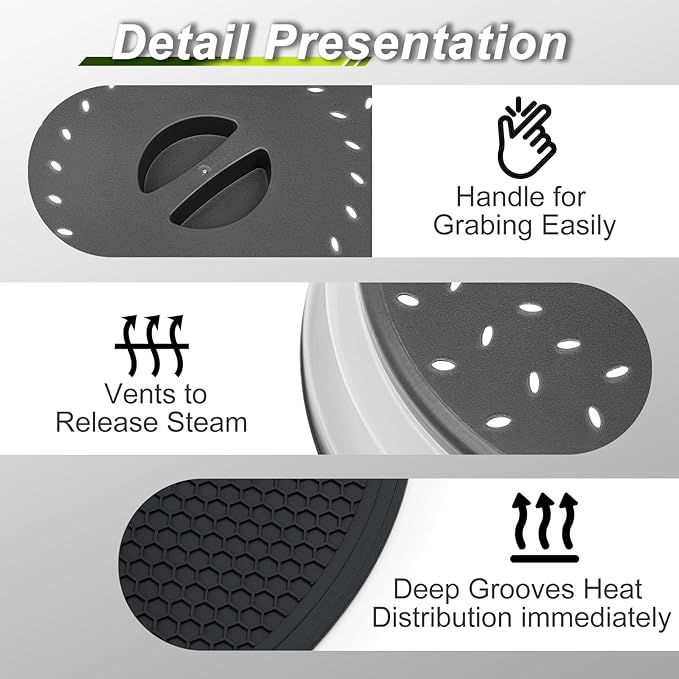 12" Microwave food Cover & Mat, Large Vented Collapsible Splatter Guard dish