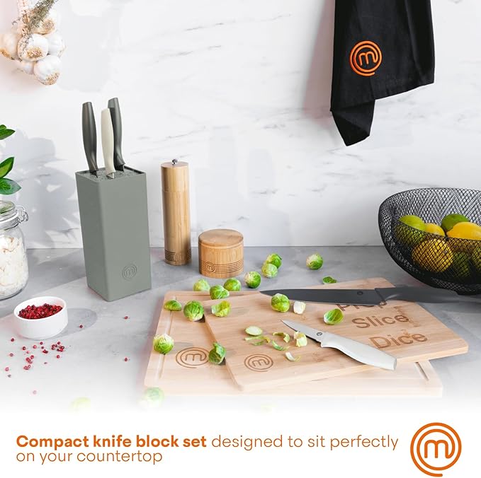 MasterChef Knife Block Set of 6 Kitchen Knives, Extra Sharp Stainless Steel