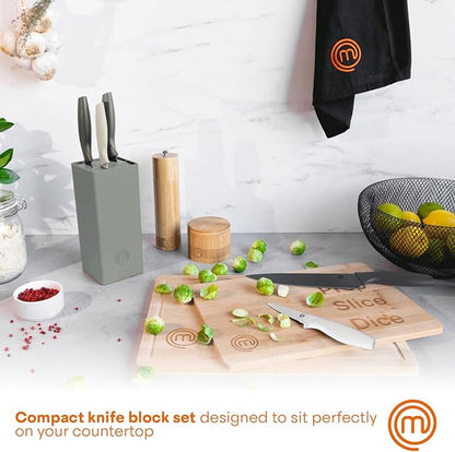 MasterChef Knife Block Set of 6 Kitchen Knives, Extra Sharp Stainless Steel