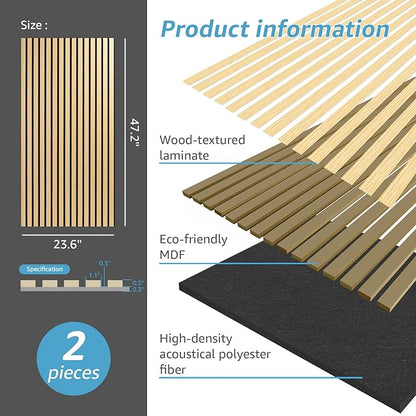 Art3d 2 Wood Slat Acoustic Panels