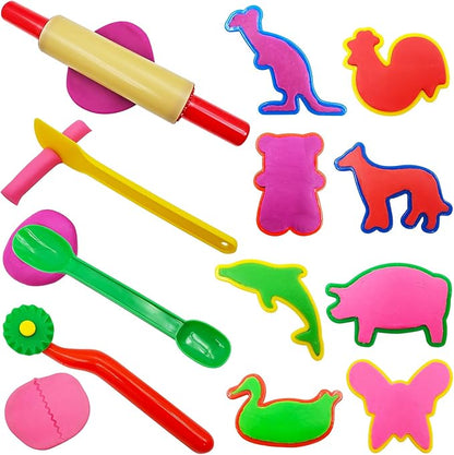 FRIMOONY Dough Tools Set for Kids, Various Plastic Molds, 45 Pieces