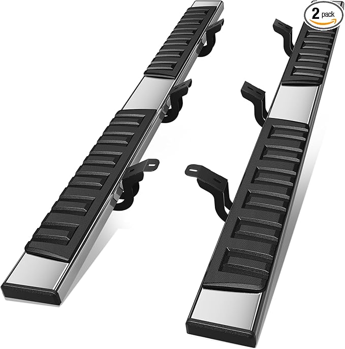Auto Dynasty Running Boards Compatible with 2007-2021 Toyota Tundra Double Extended Cab, Stainless Steel Side Step Rail Nerf Bars, 6.75" Step Bars, Chrome