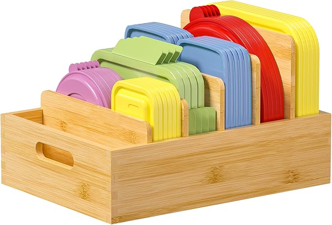 Kiasthome Bamboo Lid Organizers Inside Cabine, Kitchen Cabinet Organizer