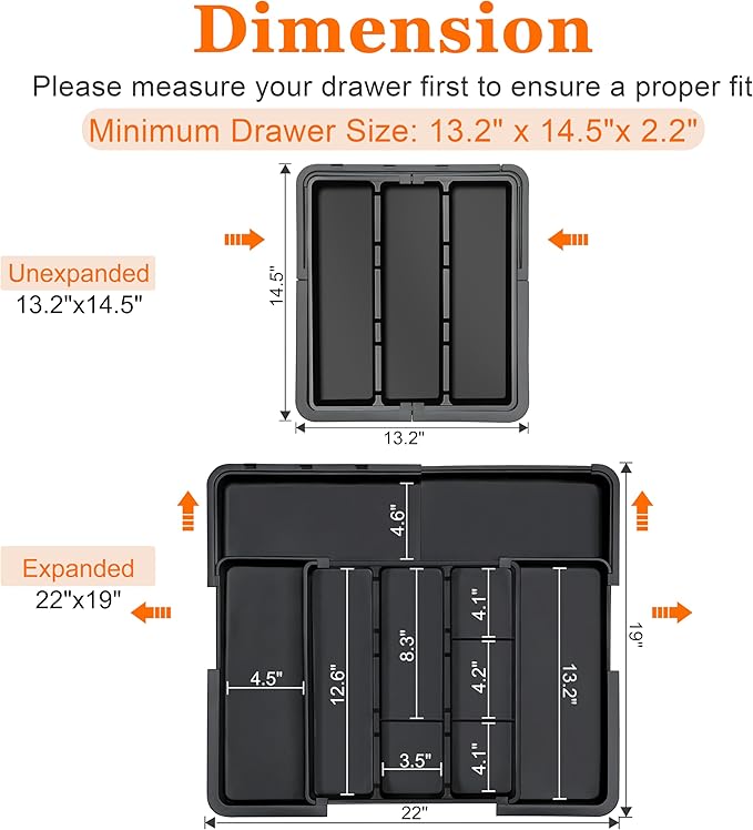 Spaclear Large Utensil Drawer Organizer Expandable Silverware Organizer