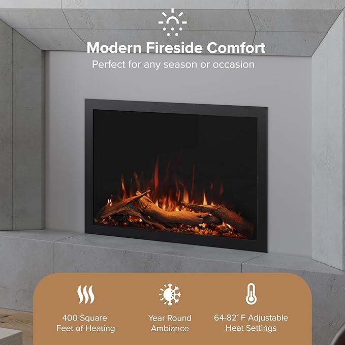 Modern Ember Highmark Traditional 30 Inch Built-in Smart Electric Fireplace