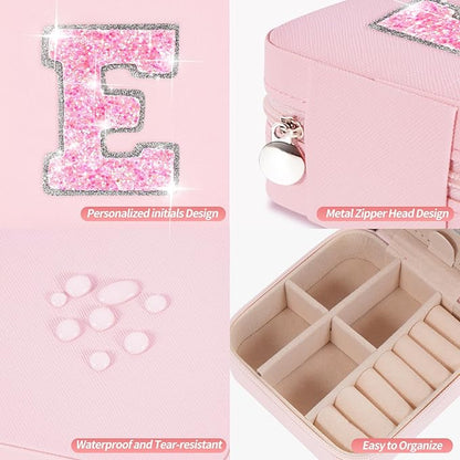 Travel Essentials for Women - Travel Accessories Travel Stuff,Mini Jewelry Organizer Jewelry Case for Traveling,Cute Personalized Jewelry Box,Birthday Gifts for Girls Women | Pink,E