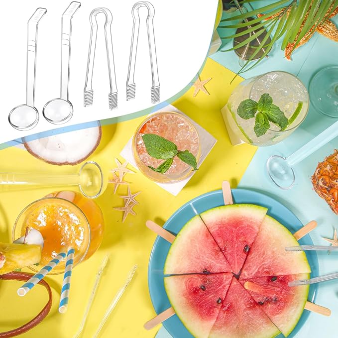 12 Pieces Plastic Serving Utensils Set Including 6 Pcs 1 oz Small Ladle and 6