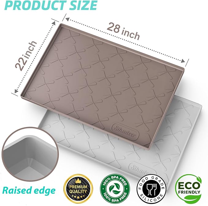 SIKADEER 28" x 22" Under Sink Mat Waterproof, Silicone Mat Kitchen Drawer Shelf