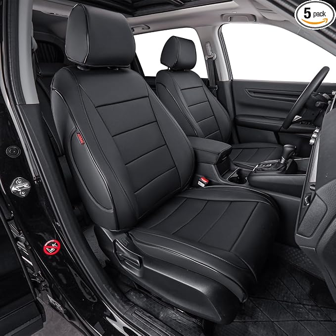 EKR CRV Seat Covers Custom Fit for Honda CRV 2023 2024 2025 2026 Leather Car Seat Cover Full Set for Trucks SUV,Waterproof Car Seat Cushion,Faux Leather (Black)