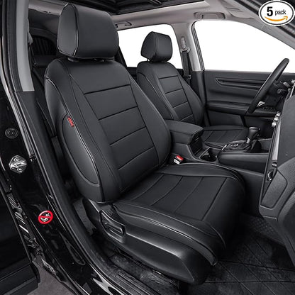 EKR CRV Seat Covers Custom Fit for Honda CRV 2023 2024 2025 2026 Leather Car Seat Cover Full Set for Trucks SUV,Waterproof Car Seat Cushion,Faux Leather (Black)