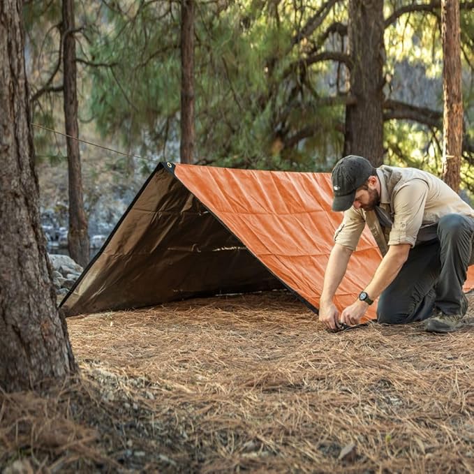 Arcturus XL Survival Tarp - Insulated Reflective Thermal Camping Tarp - 8.5' x 12' (Orange)