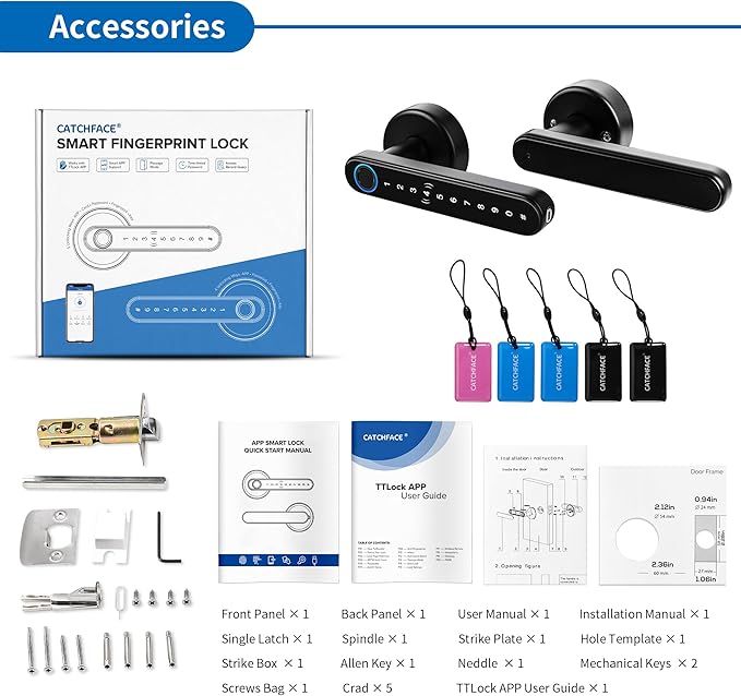 Smart Lock Fingerprint Door Lock, CATCHFACE TTLock Smart Lock Smart Door Handle