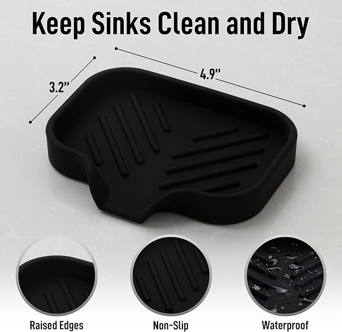 Zulay Kitchen Small Silicone Sponge Holder – Space-Saving Sink Organizer Tray