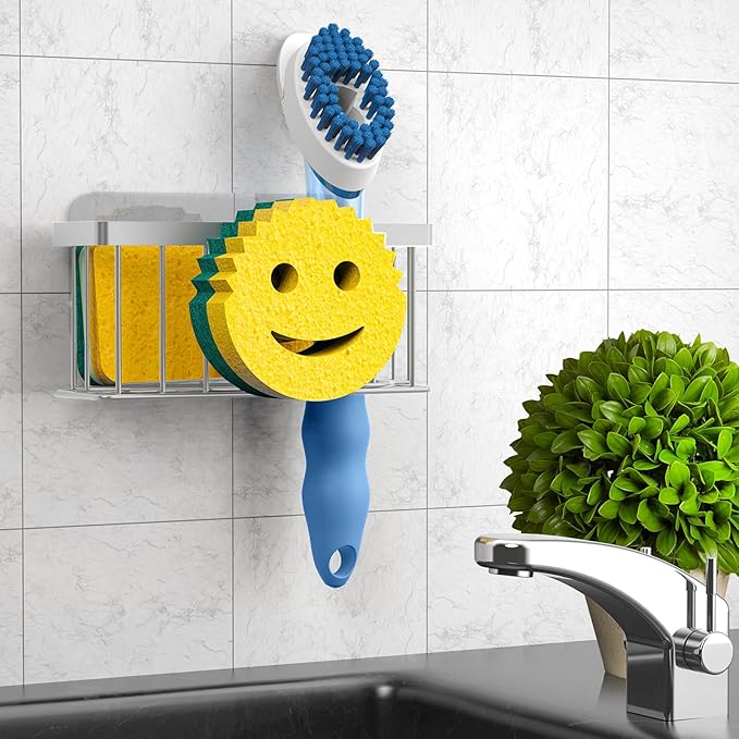 MURLONG Sponge Holder Smiley Face, Sink Caddy, Kitchen Organizer