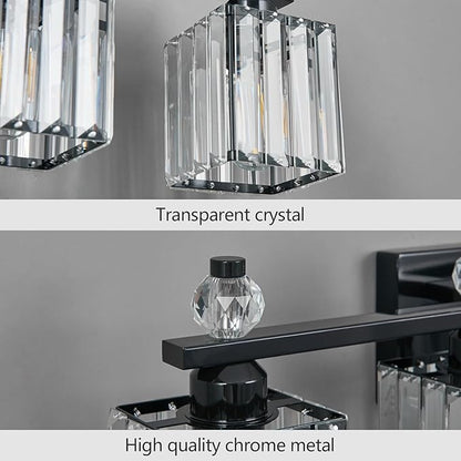 FDPBY Vanity Lights 6-Light Modern Crystal Vanity Light Plating Black Bathroom