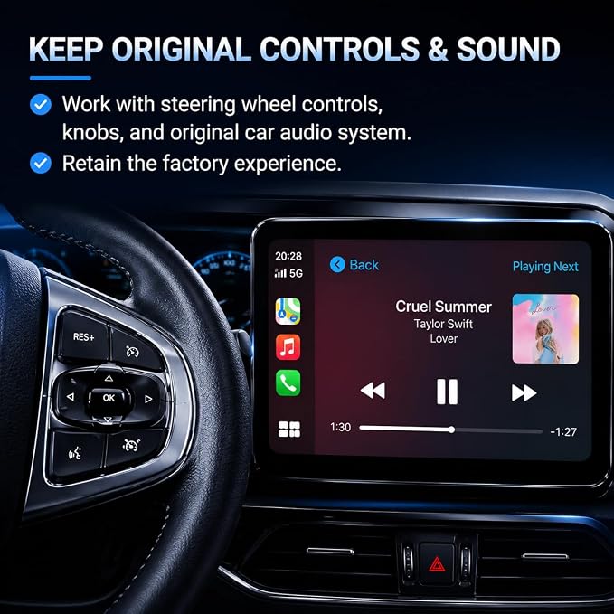 Compact USB Wireless Carplay/Android Auto Adapter for Ford Escape/Kuga 2019-2026,Voice Control Plug and Play