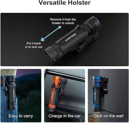 OLIGHT Seeker 4 Pro Rechargeable Flashlights, 4600 Lumens High Powerful Bright Light with USB C Holster, Waterproof IPX8 for Emergencies, Camping, Searching (Matte Black Cool White)