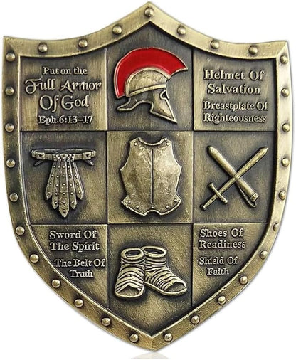 Put On The Whole Armor of God Challenge Coin Eph 6:13-17 3D Religious Collectible Coin (Pack of 3)