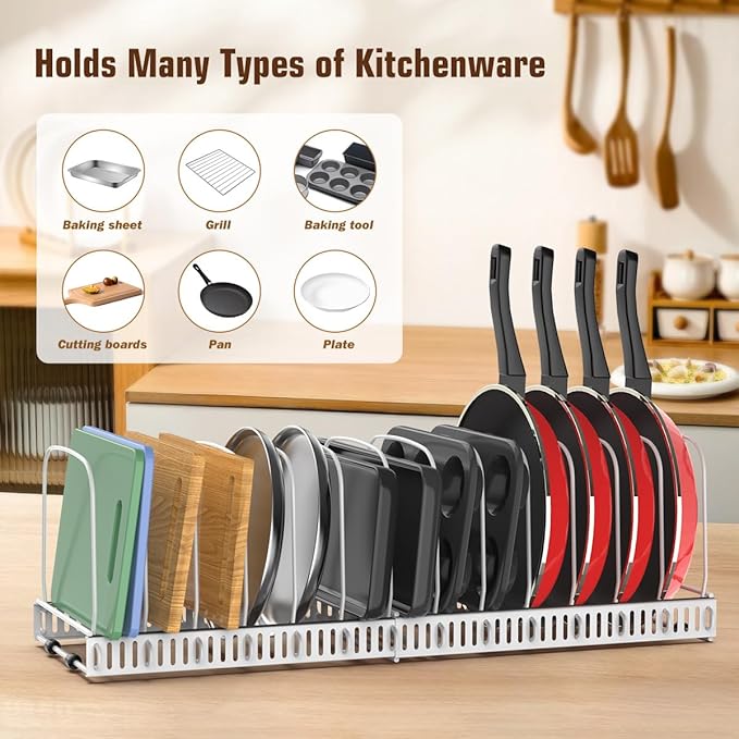 Housolution Cutting Board Organizer Rack, Expandable Baking Tray and Cookie