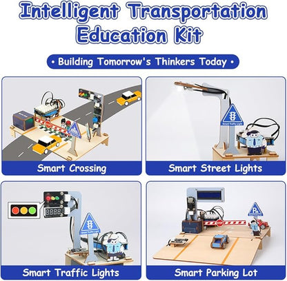 4-in-1 ESP32 STEM Smart Traffic Kit Compatible with Arduino, STEM Robotics Science Kit, Engineering Project STEA Activity Gift Suitable for School Education Kit, Family Education for Kids 12+