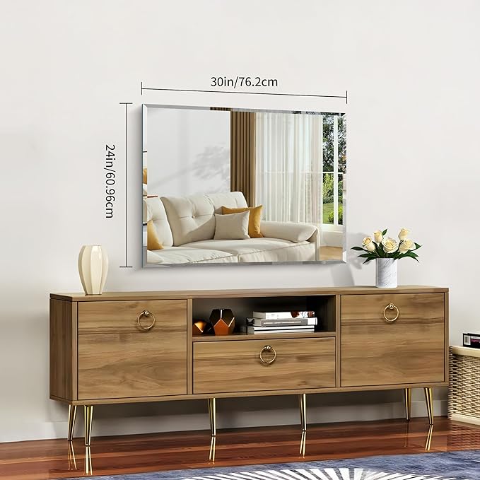 CILIBER Beveled Mirror, 24x30 Frameless Beveled Bathroom Mirrors