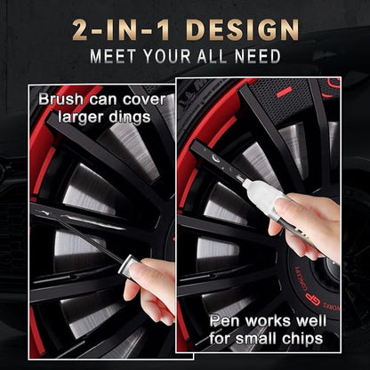 Dark Gun Gray Rim Touch Up Paint, Efficient Car Wheel Scratch Repair for Tesla Model Y 3 X S, Quick and Easy Remover Curb Rash, Color Accurate, Long lasting, Two in One, Resists Water, Uv Rays