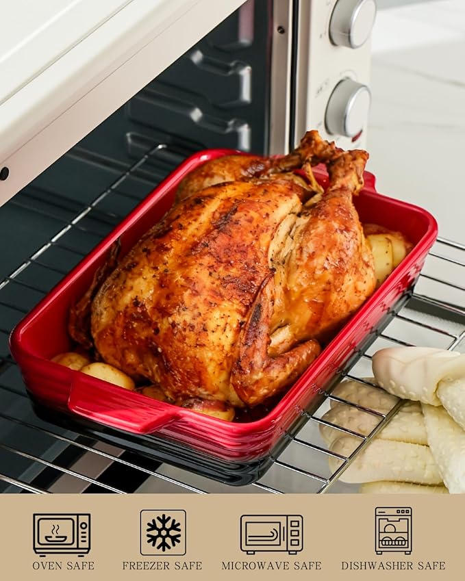Casserole Dishes For Oven, Heat-Resistant Ceramic Bakeware Set Of 4 Rectangular