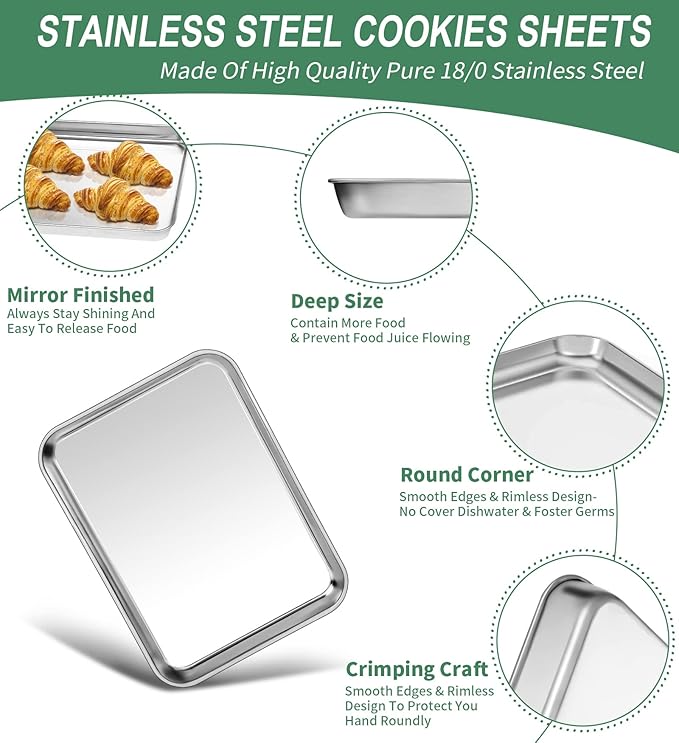 Baking Sheets Set of 2, HKJ Chef Cookie Sheets 2 Pieces & Stainless Steel