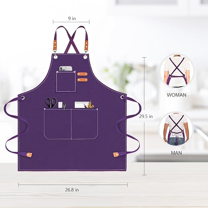 OUNLEN Chef Apron for Men Women Canvas Aprons