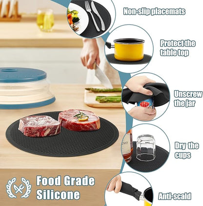 Large Microwave Splatter Cover & Silicone Mat, 12 Inchs Vented Collapsible