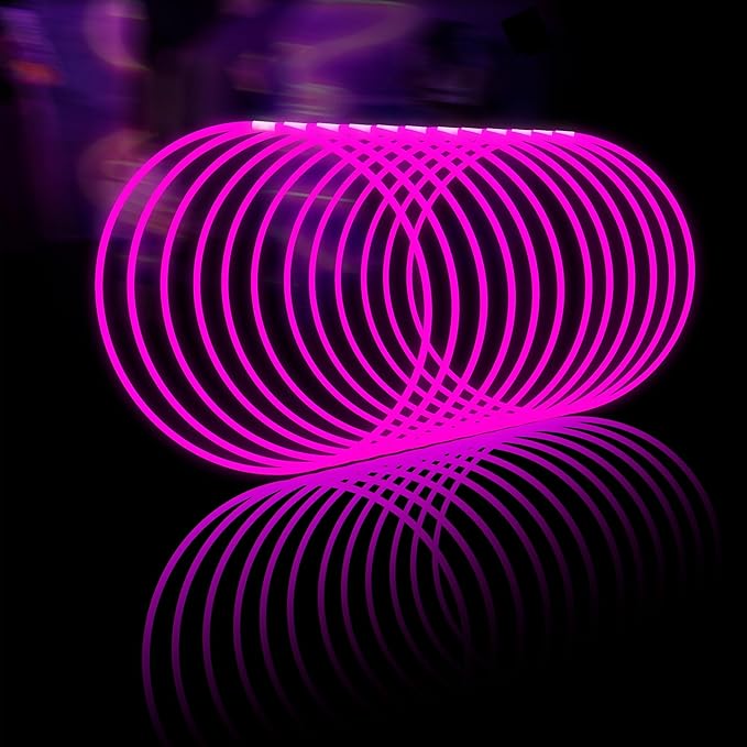 Glow Fever Glow Sticks Bulk 100ct 22'' Glow Necklaces with Connectors, Neon Light Sticks for Party Festivals Raves Concert Birthday Wedding, Pink