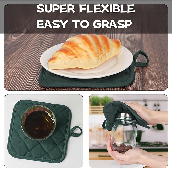 Oven Mitts and Pot Holders Set, Heat Resistant Silicone Kitchen Mini Oven