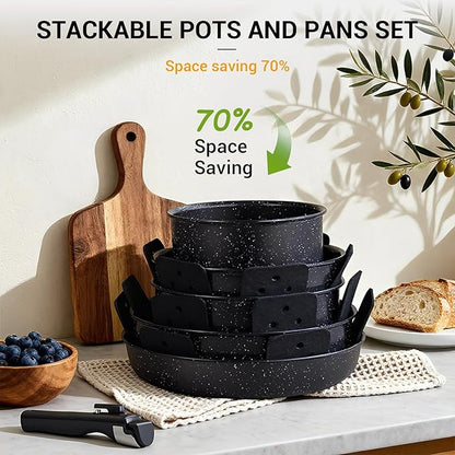Ammeloo 21 Pcs Pots and Pans Set Non Stick, Ceramic Kitchen Cookware Set