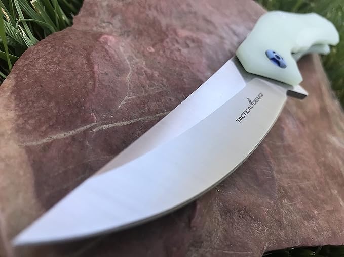 TACTICAL GEARZ Pocket Folding Knife for EDC, D2 Steel Blade, Solid G10 Handle, Includes Sheath (Triton Ice)