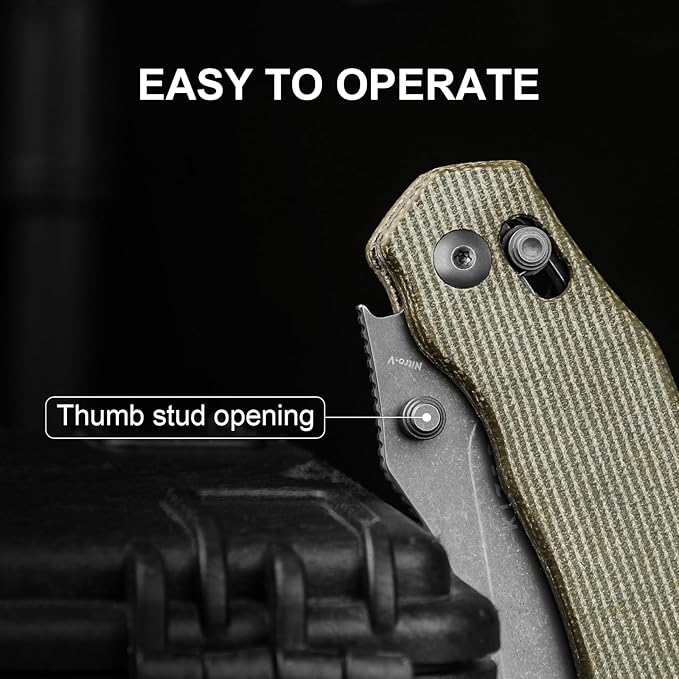 Kizer Bulldog Pocket Knife, 3 In Nitro V Blade Folding Knife Micarta Handle Camping Hunting Knife with Reversible Clip, Clutch Lock Small EDC Knives for Men Women V3672A3