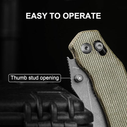 Kizer Bulldog Pocket Knife, 3 In Nitro V Blade Folding Knife Micarta Handle Camping Hunting Knife with Reversible Clip, Clutch Lock Small EDC Knives for Men Women V3672A3